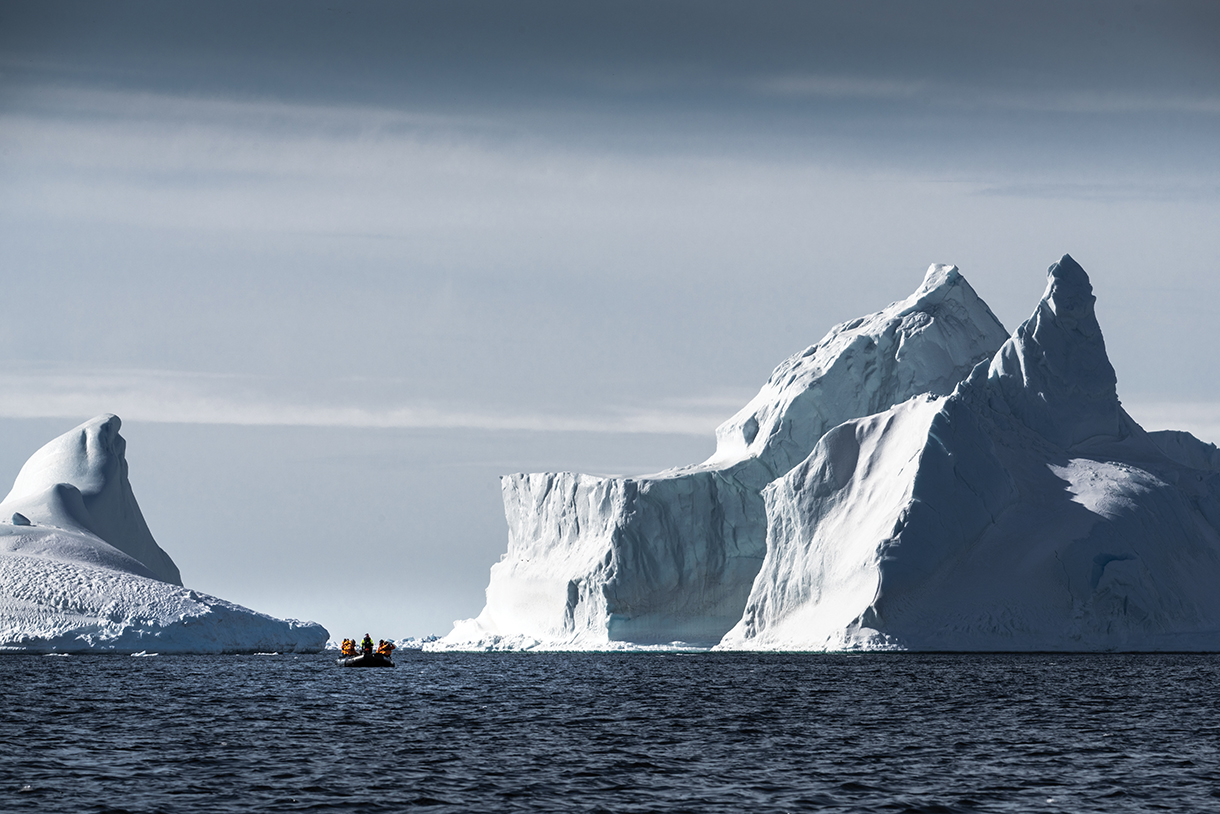 Zodiac polar cruise near glaciers