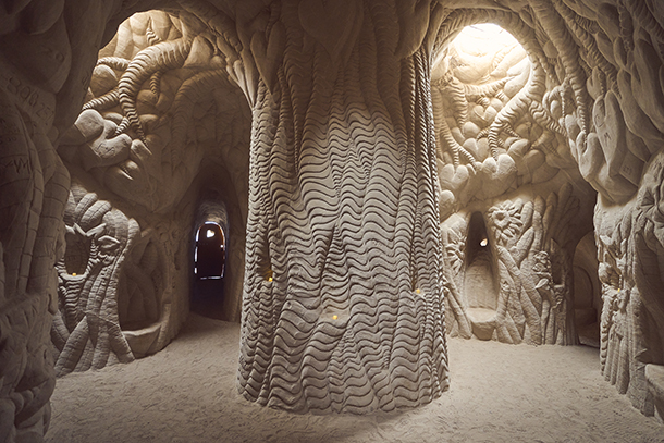 Inside of hand-carved art cave