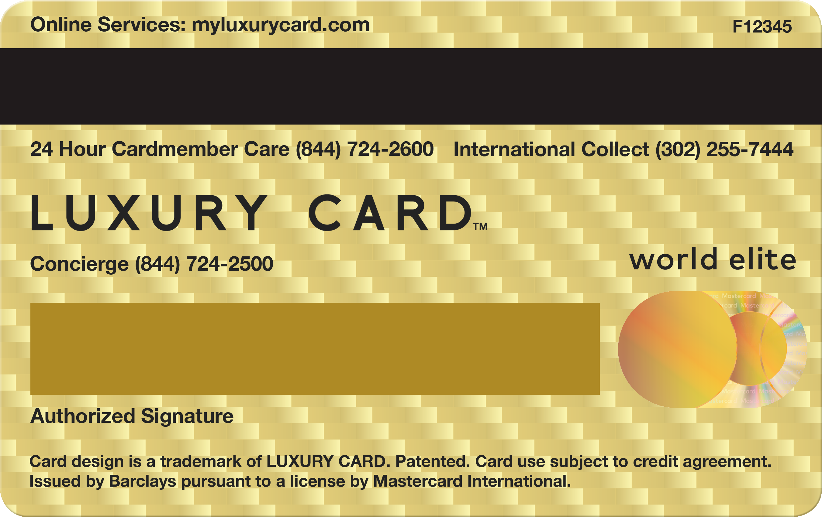 MASTERCARD World Elite. TBC Card Gold. Barclay Germany Card Gold.