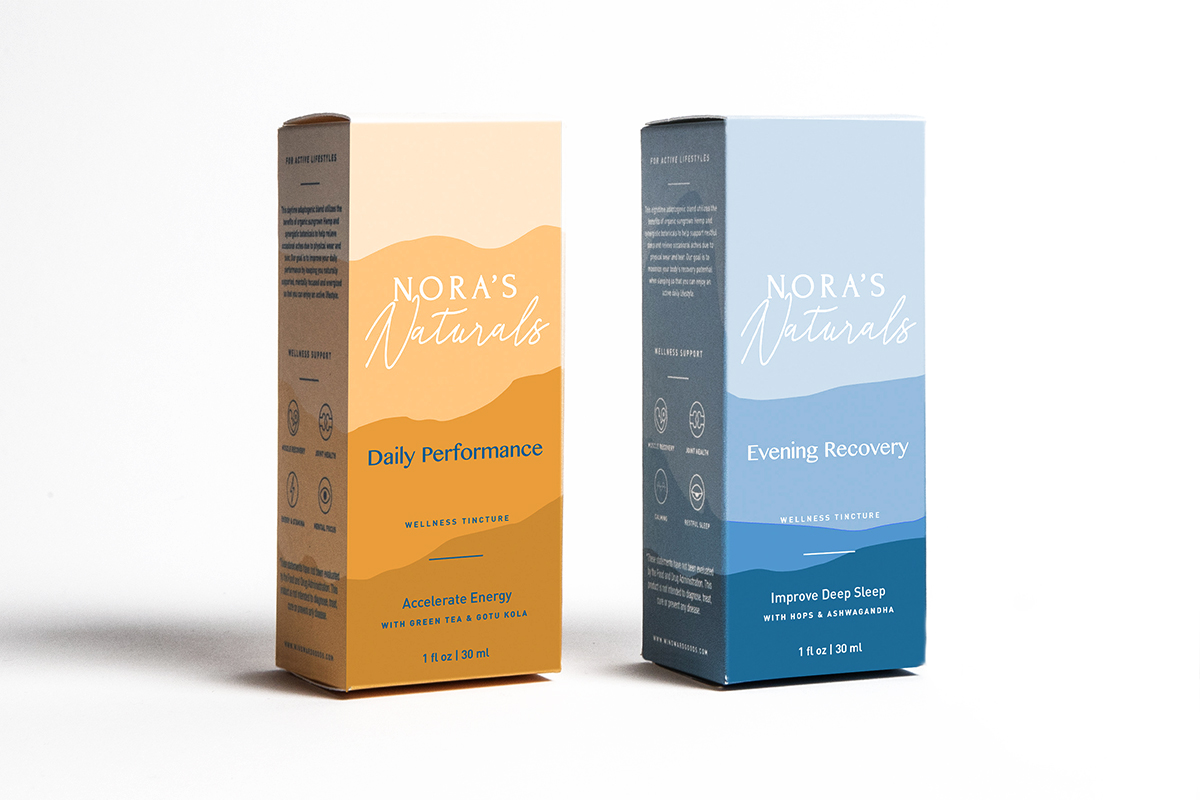 Nora’s Naturals beautifully designed gift box includes two bags of Rainforest Alliance Certified organic coffee, a Morning Mindset Book, and two elixirs.
