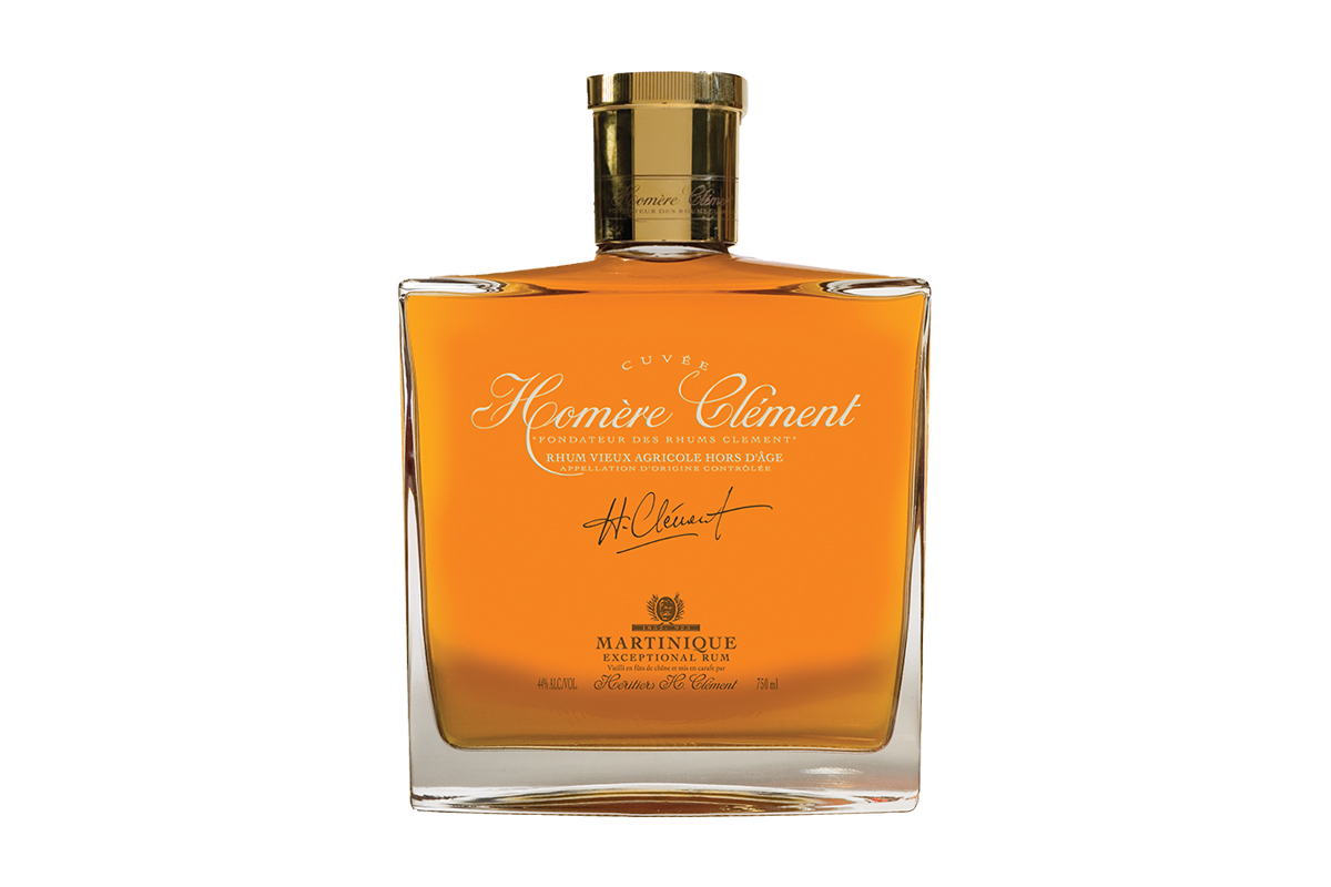 A bottle of Martinique’s Rhum Clément Cuvée Homère. A blend of older, ex-bourbon-barrel-aged rum, with woody vanilla flavors and hints of toasted cocunut. 
